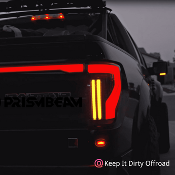 prismbeam Ford F150 2009-2014 tail lights with Tailgate Light Bar light on review from the influencer keep it dirty offroad