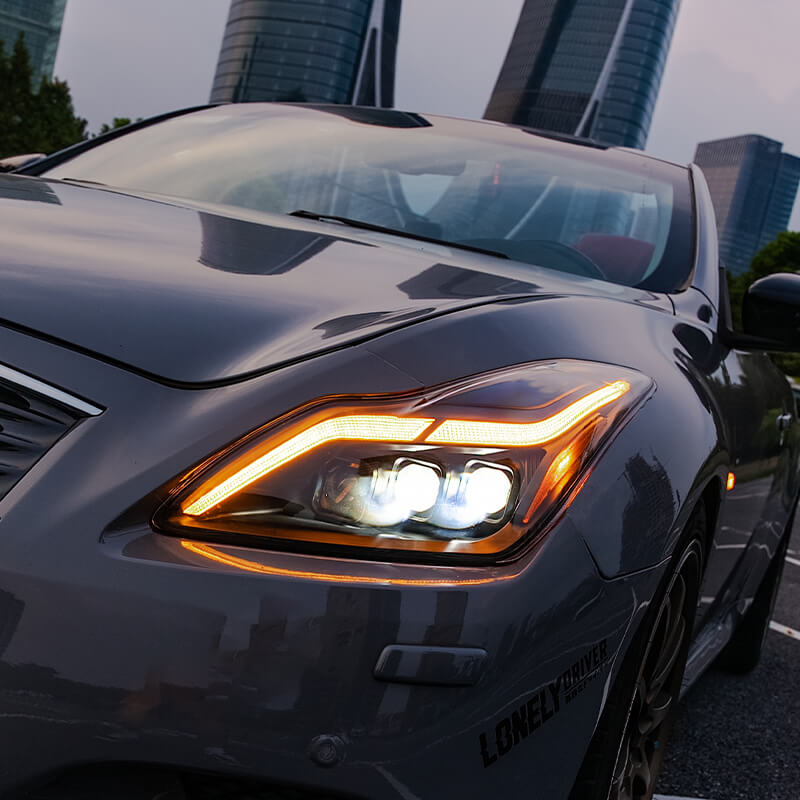 zoom in detailed view of G37 LED headlight